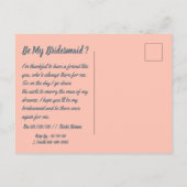 Kat bruid is mijn bruidsmeisje/dienstmeisje uitnodiging briefkaart (Achterkant)