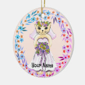 Kat Bruid Keramisch Ornament (Links)