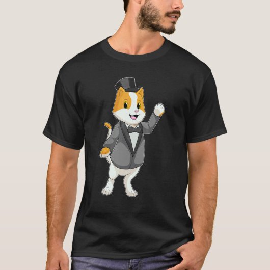 Kat Bruidegom Vlinderdas Trouwen T-shirt (Voorkant)