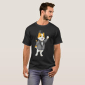 Kat Bruidegom Vlinderdas Trouwen T-shirt (Voorkant volledig)