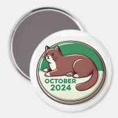 Kat, bruin en wit magneet (Voorkant / Achterkant)