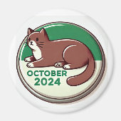 Kat, bruin en wit magneet (Voorkant)