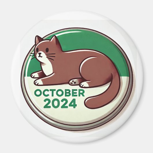 Kat, bruin en wit magneet (Voorkant)