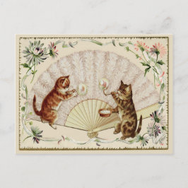 Kat bubbels en ventilator reproductie Briefkaart