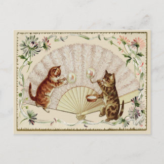 Kat bubbels en ventilator reproductie Briefkaart