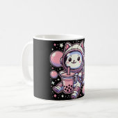 Kat Bubble Boba Thee In De Ruimte Astronaut Anime Koffiemok (Voorkant links)