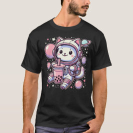 Kat Bubble Boba Thee In De Ruimte Astronaut Anime T-shirt