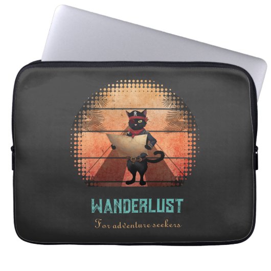 Kat Buccaneer's Sunset Quest Laptop Sleeve (Voorkant)