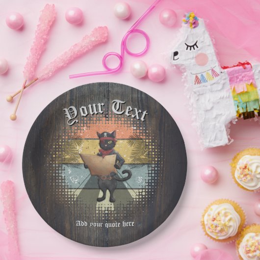 Kat Buccaneer's Sunset Quest Papieren Bordje (Feest)