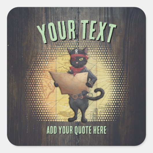 Kat Buccaneer's Sunset Quest Square Sticker (Voorkant)