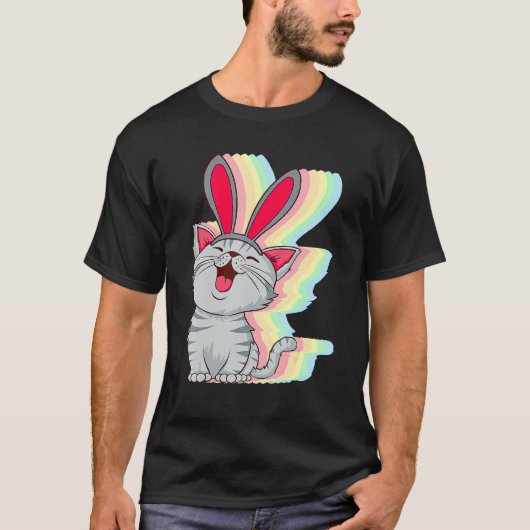 Kat Bunny Ears Paasdag Kute Pet Kitten Boys Gir T-shirt (Voorkant)