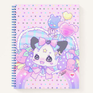 Kat bunny - fairy kei , kawaii schattig , pastelro notitieboek