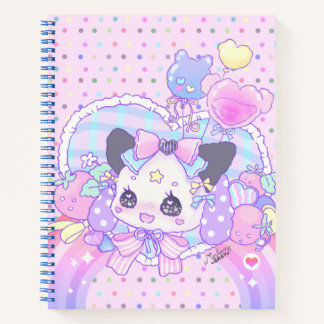 Kat bunny - fairy kei , kawaii schattig , pastelro notitieboek