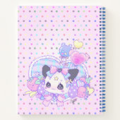 Kat bunny - fairy kei , kawaii schattig , pastelro notitieboek (Achterkant)