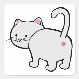 Kat Butt White Vierkante Sticker