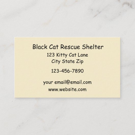 Kat Butt -Wiggle Rescue Shelter Visitekaartje (Achterkant)