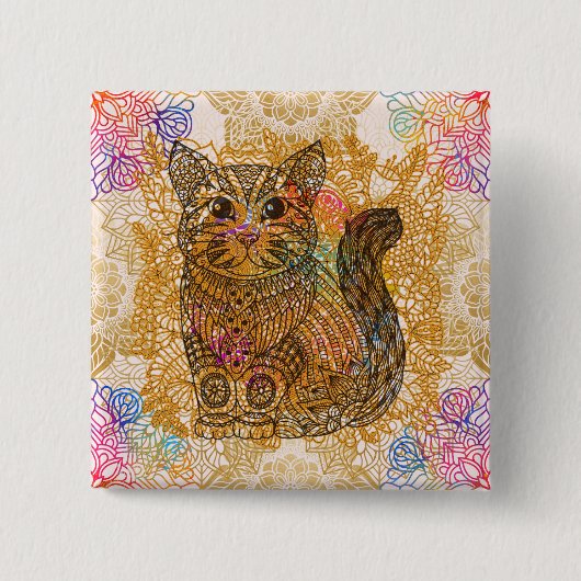 Kat-Button Vierkante Button 5,1 Cm (Voorkant)