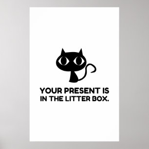 Kat-Cadeau in de vuilnisbox Poster