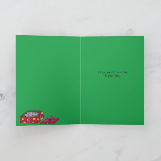 Kat Cadeau Vrolijk kerstfeest Kaart (Binnen)