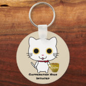 Kat Caffeine Sleutelhanger met hoge Button (Voorkant)