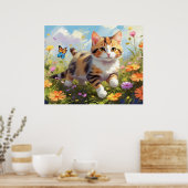 *~* Kat Calico Flowers 5:4 Kitten Cat AP68 Poster (Keuken)