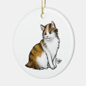 Kat Calico zonder staarten Keramisch Ornament (Links)