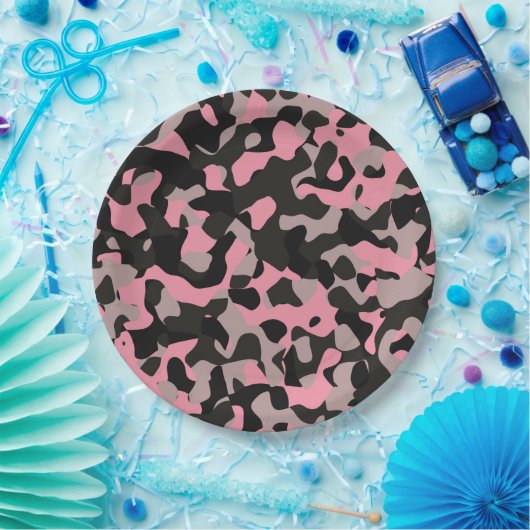 Kat Camo Papieren Bordje (Feest)