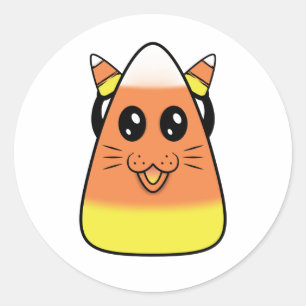 Kat Candy Corn Ronde Sticker