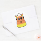 Kat Candy Corn Ronde Sticker (Envelop)