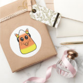 Kat Candy Corn Ronde Sticker (Geschenken)