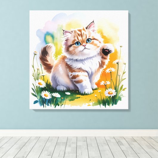 Kat Canvas Afdruk (Insitu (Houten vloer))