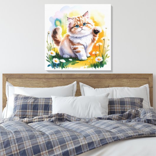 Kat Canvas Afdruk (Insitu (Slaapkamer))