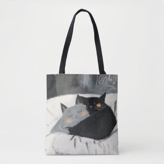 Kat Canvas tas, hand tekening, mooie illustratie Tote Bag (Voorkant)