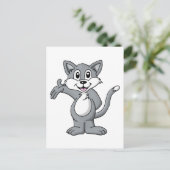 Kat-Cartoon Briefkaart (Staand voorkant)