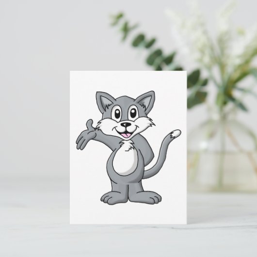 Kat-Cartoon Briefkaart (Staand voorkant)