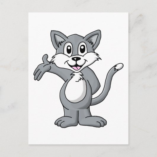 Kat-Cartoon Briefkaart (Voorkant)