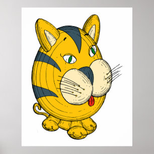 Kat cartoon clipart, speelgoed illustratie poster