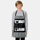 Kat cartoon dierlijk stijlvol zwart-wit modern schort (Gedragen)
