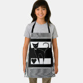 Kat cartoon dierlijk stijlvol zwart-wit modern schort (Insitu)