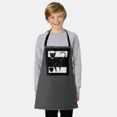 Kat cartoon dierlijk stijlvol zwart-wit modern schort (Gedragen)