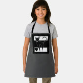 Kat cartoon dierlijk stijlvol zwart-wit modern schort (Insitu)
