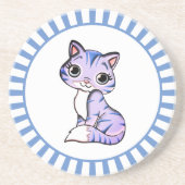 Kat-cartoon en blauw-roggen-onderzetter zandsteen onderzetter (Voorkant)