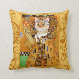 Kat-cartoon Klimt goudkussen Kussen