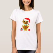 Kat-cartoon met kerstschattige gouden katjes t-shirt (Voorkant)