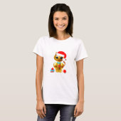 Kat-cartoon met kerstschattige gouden katjes t-shirt (Voorkant volledig)