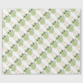 Kat-cartoon met kutgroen katje cadeaupapier (Vlak)