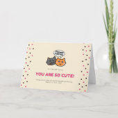 Kat Cartoon met Roze Polka Dot Groet Kaart (Voorkant)