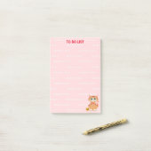 Kat Cartoon op Roze Takenlijst Post-it® Notes (Op bureau)