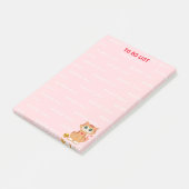 Kat Cartoon op Roze Takenlijst Post-it® Notes (Schuin)