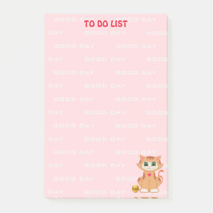 Kat Cartoon op Roze Takenlijst Post-it® Notes